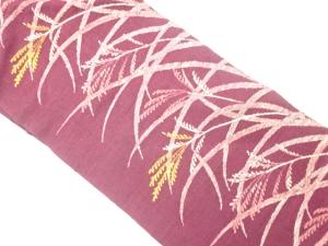 手織り真綿紬 芒模様織り出し 名古屋帯